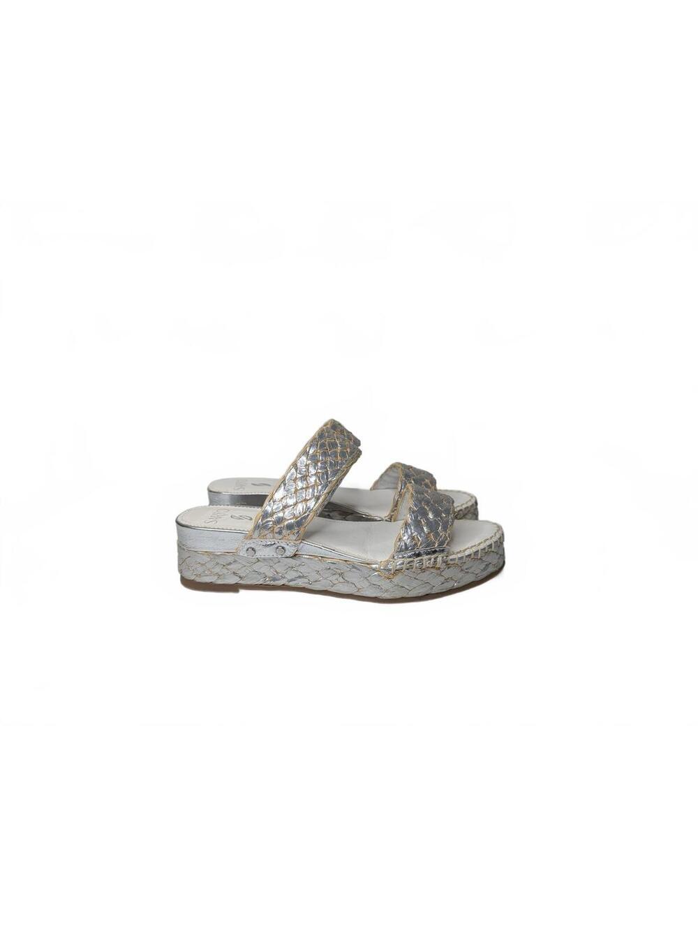 Franco Sarto Silver Sandals‎ with Braided Detail 38.5